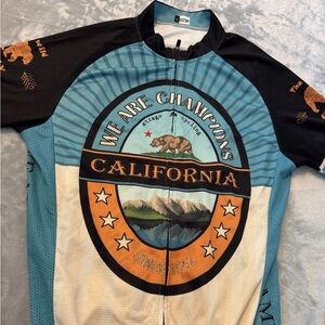 California Strago Cycling Shirt Men-  Large Graphic Full Zip Stretch
